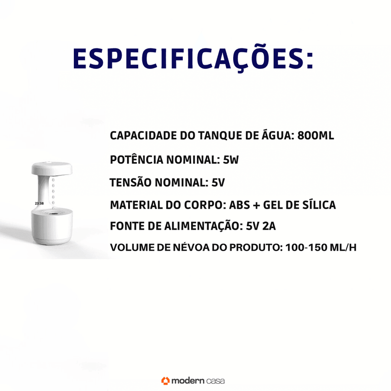Difusor e Umidificador Anti Gravidade