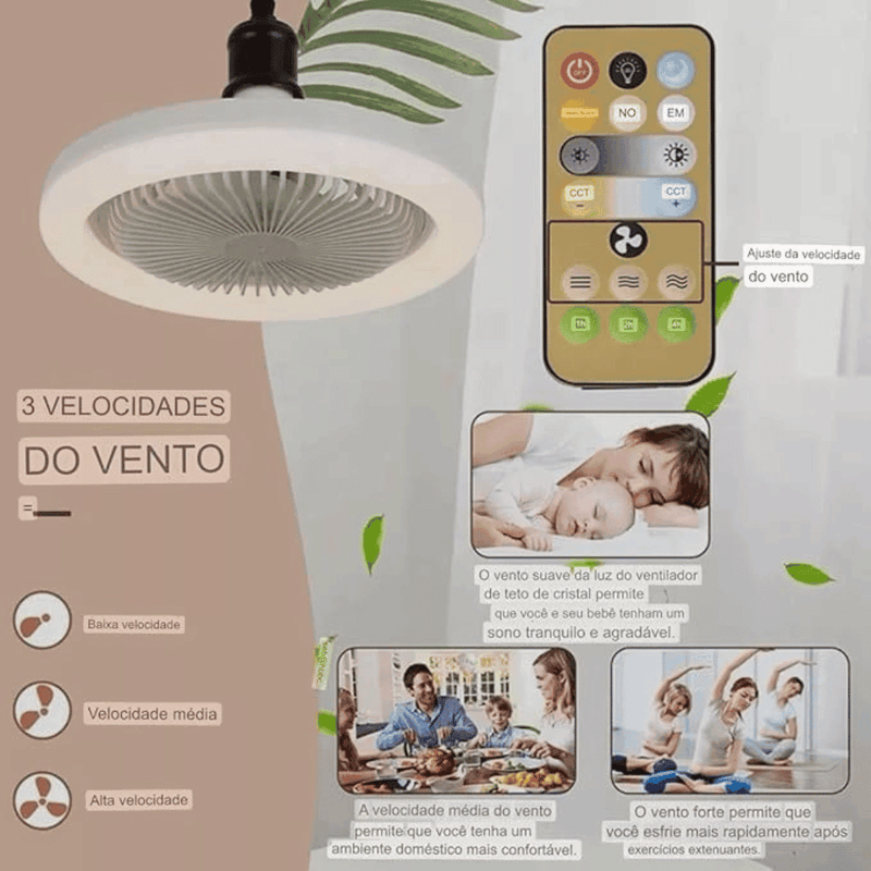 Luminária Ventilador de Teto com Controle Remoto
