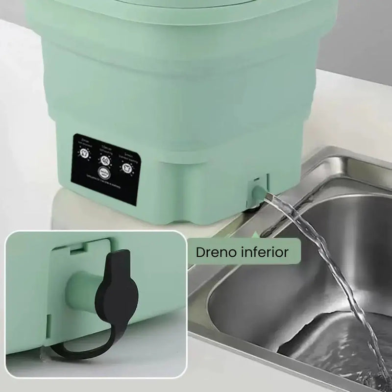 Mini Máquina de Lavar Roupa Dobrável TurboClean 11 Litros