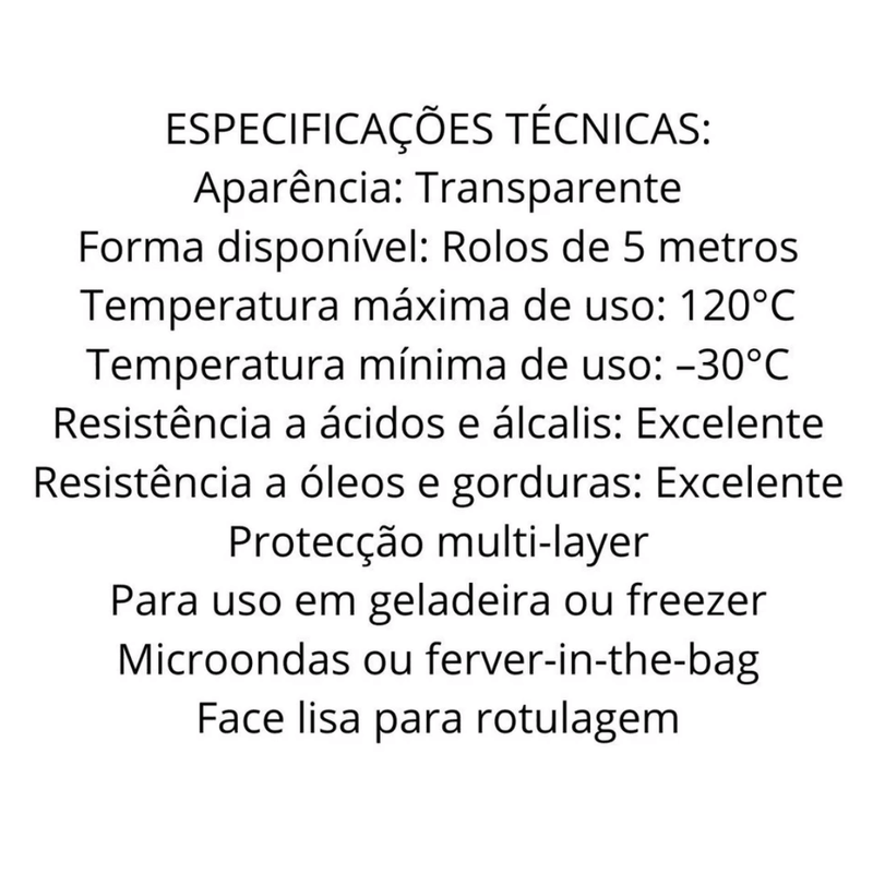 Rolos de Embalagem a Vácuo Vide - 5 Metros