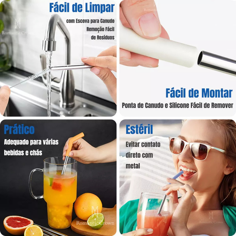 Copo Térmico Inox Portátil com Tampa e Canudo 1200ML