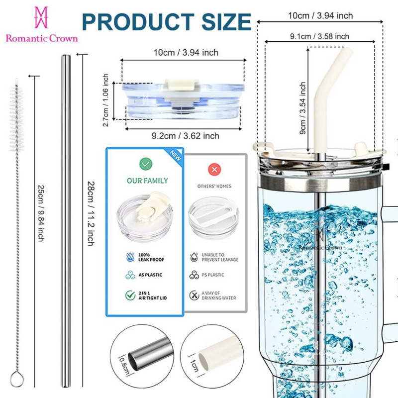 Copo Térmico Inox Portátil com Tampa e Canudo 1200ML