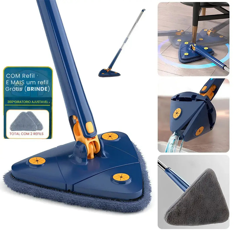 Mop de Limpeza Triangular 360° + Refil Grátis