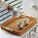 Bandeja de Vime para Servir com Estilo Rústico Quadrada