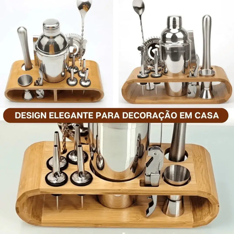 Kit Barman Coqueteleira Profissional Inox 12 Peças
