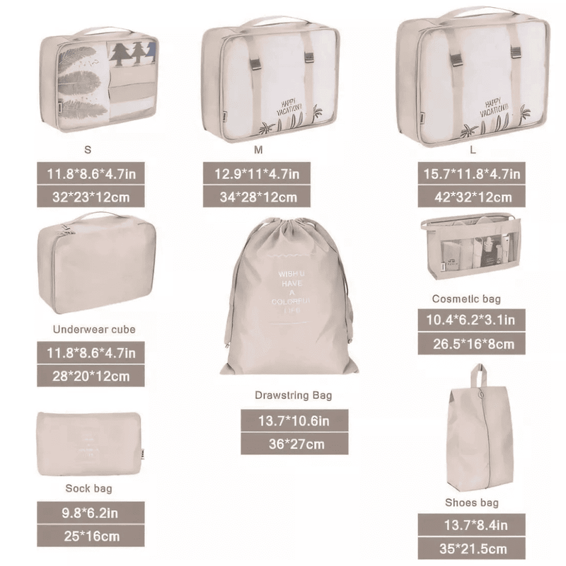 Kit Bolsas Organizadoras Para Mala de Viagem - Compre 5 Leve 7