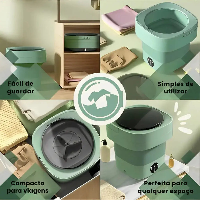 Mini Máquina de Lavar Roupa Dobrável TurboClean 11 Litros
