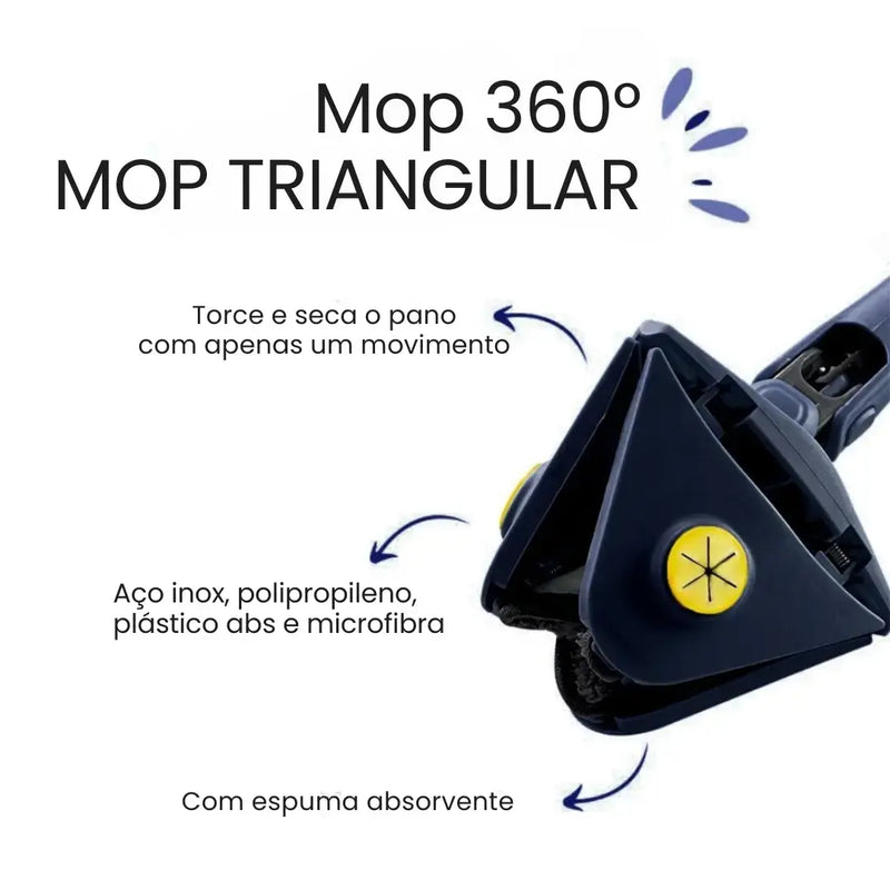 Mop de Limpeza Triangular 360° + Refil Grátis