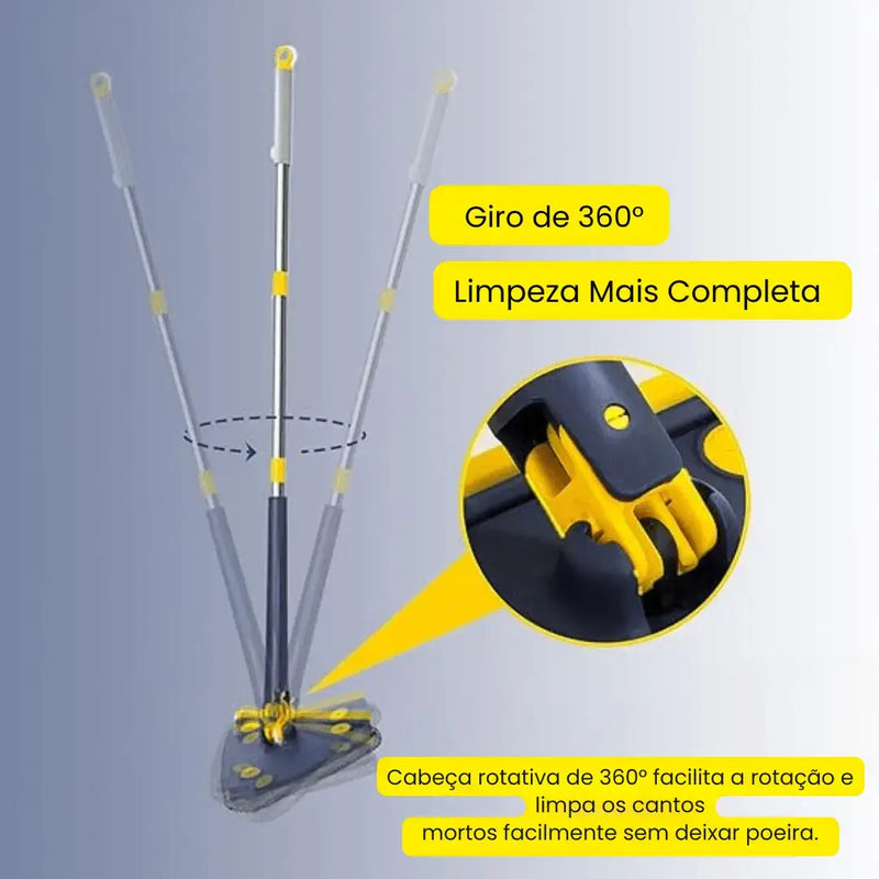 Mop de Limpeza Triangular 360° + Refil Grátis