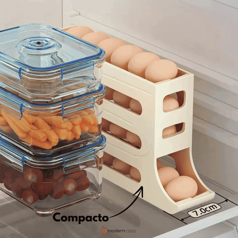 Organizador Porta-Ovos com Rolagem Automática
