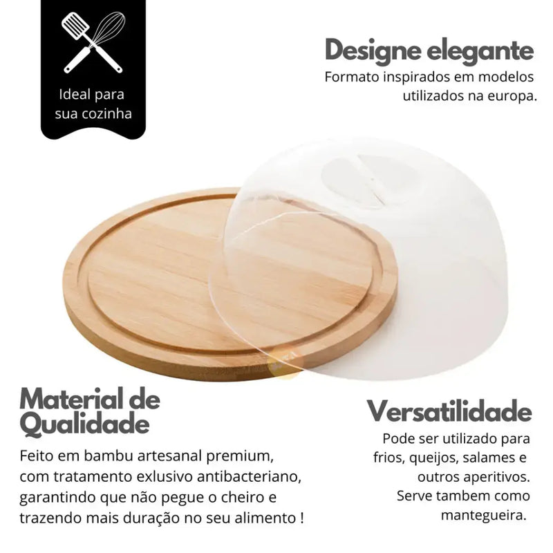 Queijeira/Manteigueira de Bambu