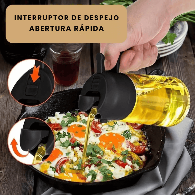 Spray Porta Azeite de Vidro 2 em 1 Borrifador - 500ml