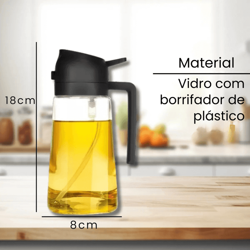 Spray Porta Azeite de Vidro 2 em 1 Borrifador - 500ml