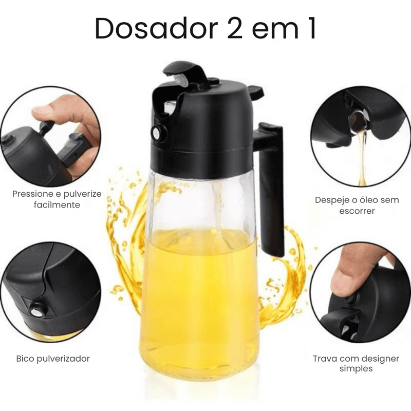 Spray Porta Azeite de Vidro 2 em 1 Borrifador - 500ml